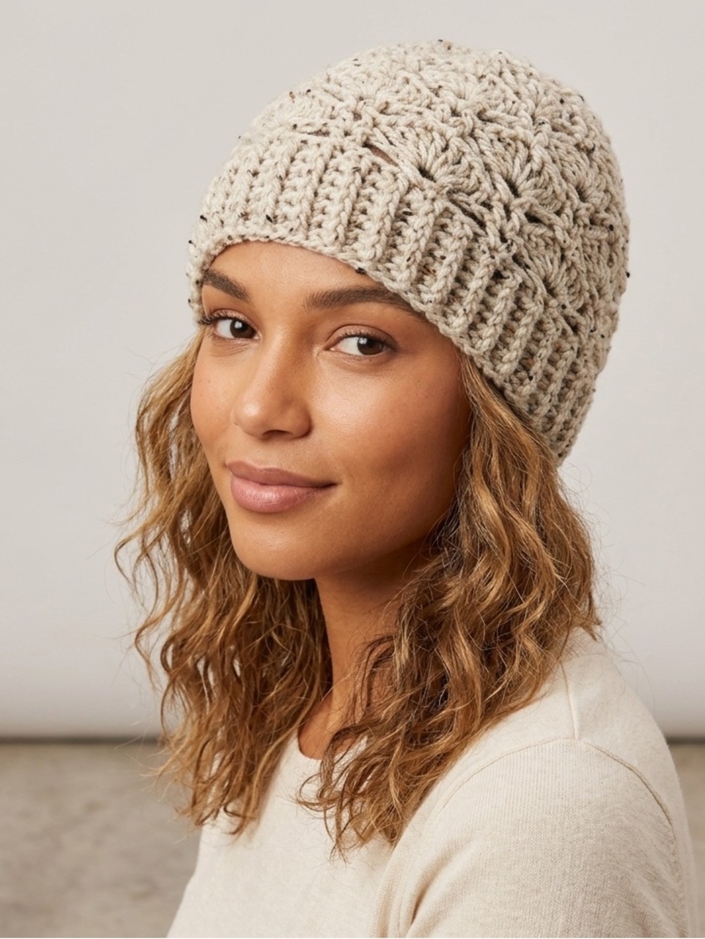 Mariposa’s Beanie Handmade Crochet Boho Adult Winter Beanie Hat Aran Fleck